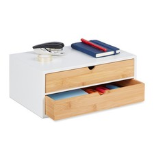 Boîte à tiroirs Bambou et MDF Mini-Commode 2 Compartiments HxLxP  14x33x21 cm...
