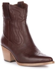 Bottes À Talon Bas En Cuir