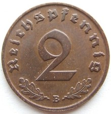 Pièce Allemande 2 Reichspfennig 1938 B En Uncirculated