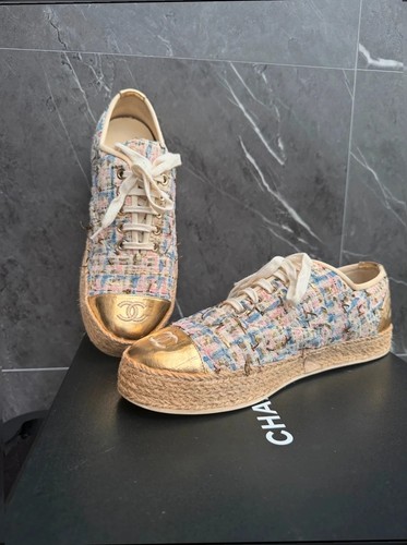 Chanel espadrilles tweed rose - chanel,