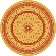 Nappe ronde jacquard coton tissé  2m30 Bastide jaune rouge - MCTISSUS - 37009138