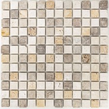 Mosaïque travertin pierre naturelle beige brun dégringolé 43-46380_f |10 plaques