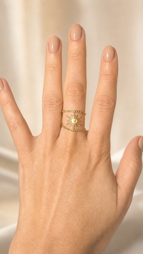 Bague dorée acier - bague, en