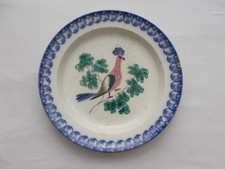 PLAT ANCIEN J LAMORT ECHTERNACH LUXEMBOURG DECOR PERRUCHE XIX ANTIQUE CERAMIC