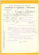 LES MUREAUX (78) BOIS du NORD / MENUISERIE CHARPENTE "COUTIN & BARTHARES" en1930
