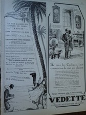 VEDETTE carillon WESTMINSTER + C.G. TRANSATLANTIQUE pub papier ILLUSTRATION 1927