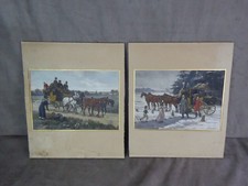 PAIRE DE GRAVURES AQUARELLEES