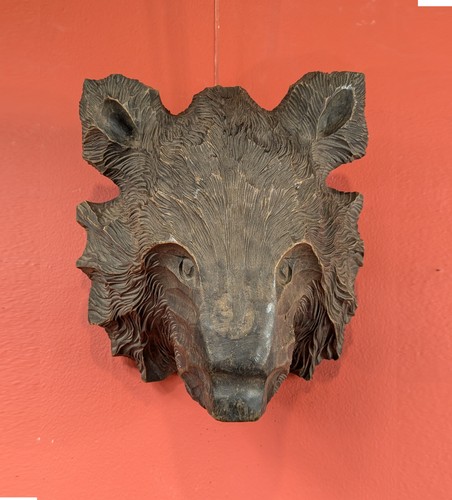 Applique tête ours bois - -,