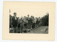 PHOTO, vintage print snapshot, scout scoutisme éclaireur fanion uniforme