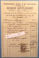 ● BUISSON GENTILHOMME Serrurerie d'art & bâtiment rampes fer forgé facture 1911