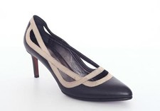 LANVIN Black Leather & Beige