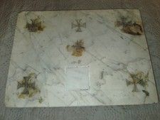 Ancienne PIERRE D'AUTEL/MARBRE BLANC AVEC Sa RELIQUE/fin XIXe-debut XXè/26x36x4c