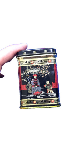 Vintage tin 1970 square tea - vintage,