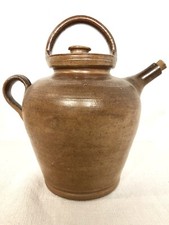 Cruche cruchon couvert en grès Vernis, bec verseur, deux poignées, et Bouchon