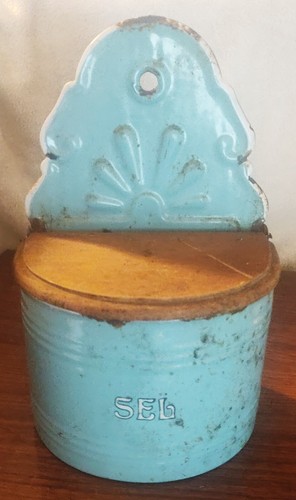 Ancienne boîte sel bleue - ancienne,