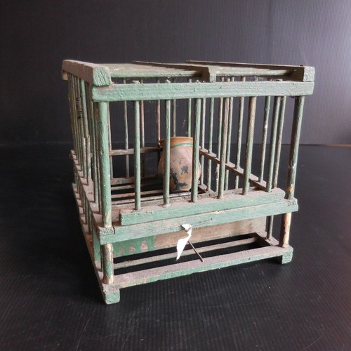 Cage oiseau bois métal - , fait
