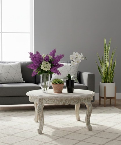 Round wooden coffee table - wooden, |