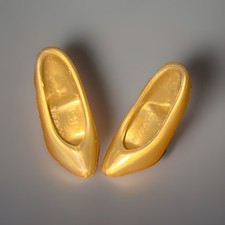 Chaussures Vintage Barbie Escarpins Dorés Gravés Indonesia 14-1