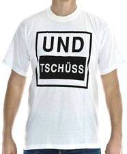 T-Shirt Und Tüss und weg Größe L weiß Baumwolle Siebdruck Original 1990er Jahre