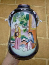 RARE CORPS DE LAMPE A PETROLE PORCELAINE DE BAYEUX / VALENTINE DECOR AUX CHINOIS