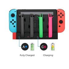 Station de charge pour Joy-Con Nintendo Switch +OLED 4 slots avec indicateur LED