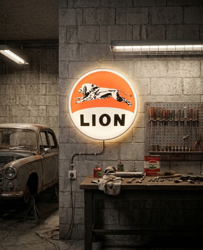 Enseigne lion gasoline vintage - enseigne,