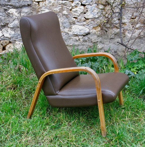Fauteuil vintage bois - vintage,, courbé