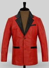 Blazer En Cuir Rouge Pour