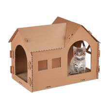 Niche chat cabane en carton grotte pour félin abri douillet léger abri pour chat