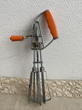 Ancien Batteur Manuel Mixeur Métal À Main Orange Deco Cuisine Rétro