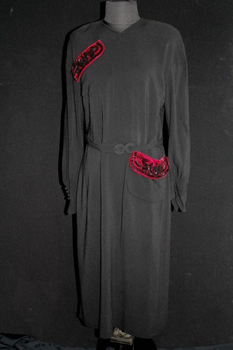 Rare 1940 noir crêpe - noir, olga