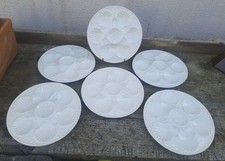 SÉRIE DE 6 ASSIETTES À HUÎTRES/ COQUILLAGES EN FAIENCE DE LONGCHAMP D 24 cm