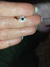 Pendentif Plaqué Or, Saphir et 6 Zircons