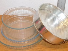LOT 4 MOULE à gateaux TARTE PLAT 30-25-24-21cm VERRE PYREX 814 833 KAISER metal