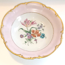 Coupe Décorative porcelaine Peinte Hutschenreuther Allemagne 1956 Bouquet Fleurs