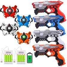 Pistolets Laser Tag Rechargeables 4 Ensembles avec Gilet Jouets pour Enfants 6+