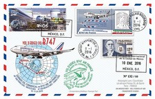 Pli MEXIQUE-FRANCE 2016 à bord BOEING B747 Air France, Dernier Vol Mexico-Paris 