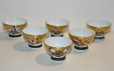 Lot 6 tasses petit bol à saké thé liqueur porcelaine chinoise Japan signées