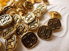 Lot 12 boutons en métal doré