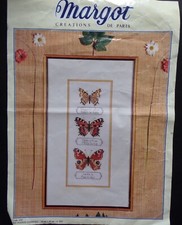 § ancien kit broderie point compté MARGOT papillons - 20 x 45 cm