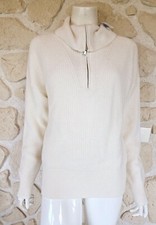 Pull ivoire col camionneur avec laine et cachemire marque Sauvage Poésie (tro)