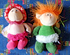 ST2 / lot 2 PELUCHE POUPEE  NICI  ELFE TROLL AILE VERT ORANGE 22 cm EXC ETAT