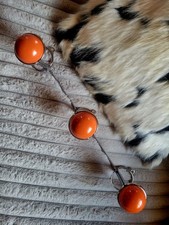 PORTE MANTEAU VINTAGE CHROME BOULE BOIS ORANGE 3 PATERES