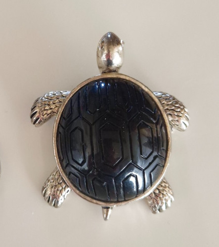 Broche vintage tortue - broche,