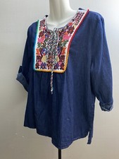 Mexican Embroidered Blouse Size XL