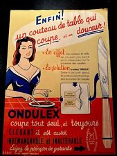 Rare Plaque publicitaire En Carton Couteaux Ondulex Droguerie Épicerie D’antan