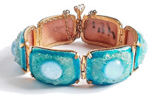 Bracelet jonc vintage 1950s en Emaux de Limoges Bleu parfait état avec fermoir