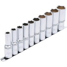 JEU DE 10 DOUILLES EXTRA LONGUES 6 PANS CARRE CLIQUET DE 1/2 BGS - COTES POUCES