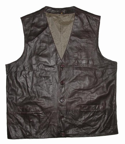 Trapper gilet cuir marron - cuir,