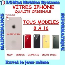 VITRE ARRIERE IPHONE 8 SE X XR 11 12 13 14 15 16 LOGO CE ADHESIF GROS TROU ⭐⭐⭐